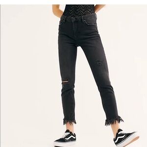 Free People Black Distressed Jeans